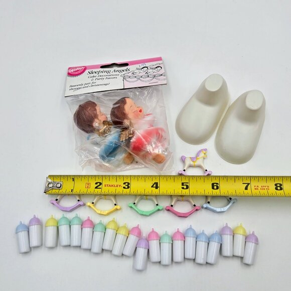 Vintage Wilton Cake Decorations Cherub Sleeping Baby Boy Girl Shower Angel Read - Picture 3 of 8